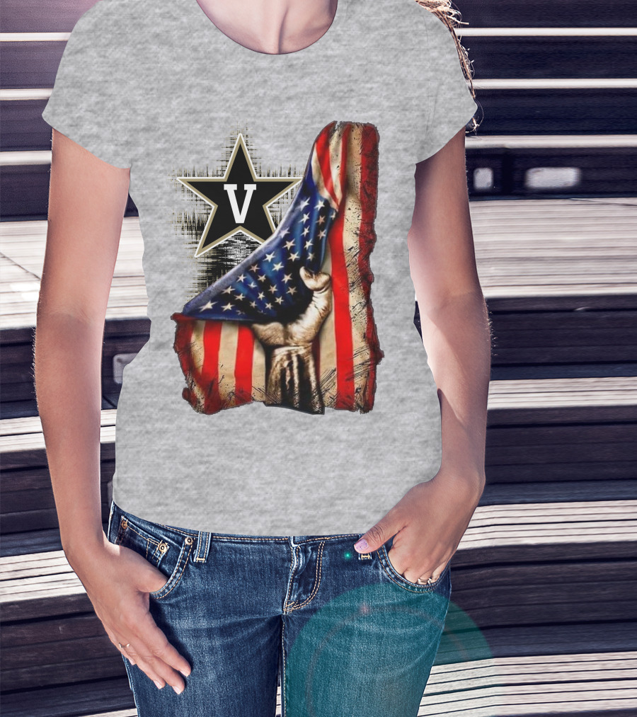 Vanderbilt Commodores American Flag Hand And Star T-Shirt