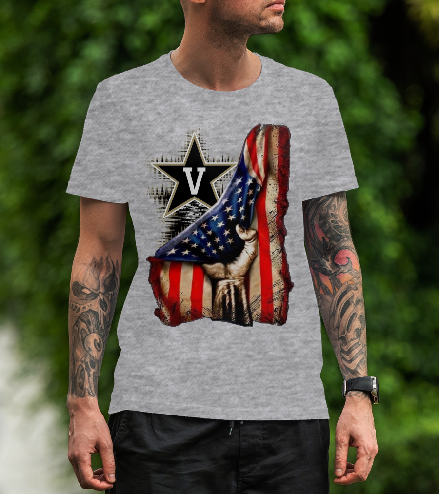 Vanderbilt Commodores American Flag Hand And Star T-Shirt