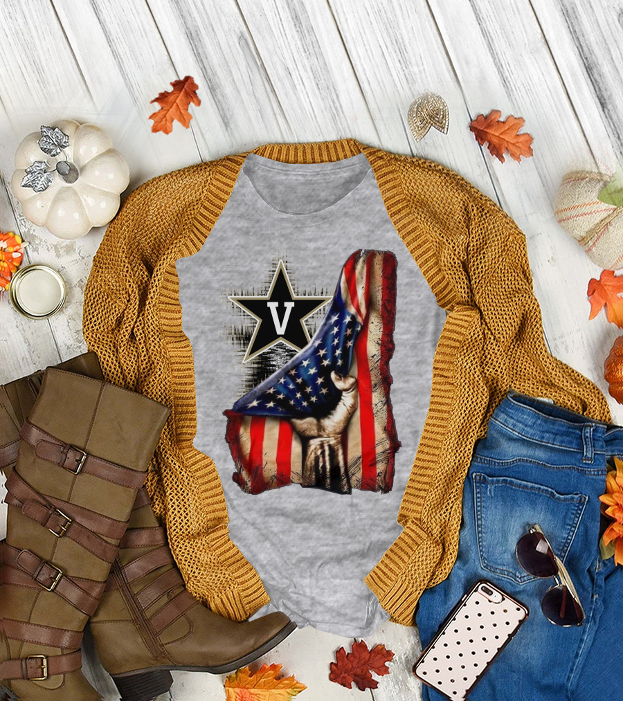 Vanderbilt Commodores American Flag Hand And Star T-Shirt