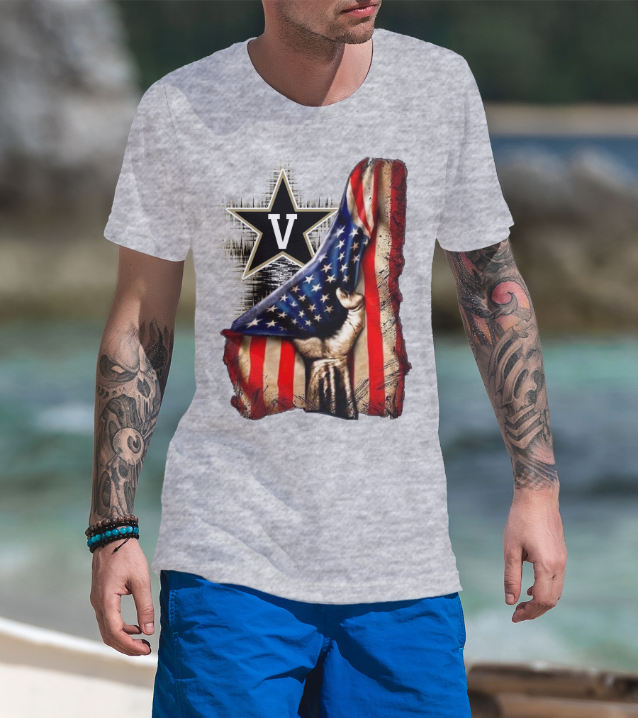 Vanderbilt Commodores American Flag Hand And Star T-Shirt