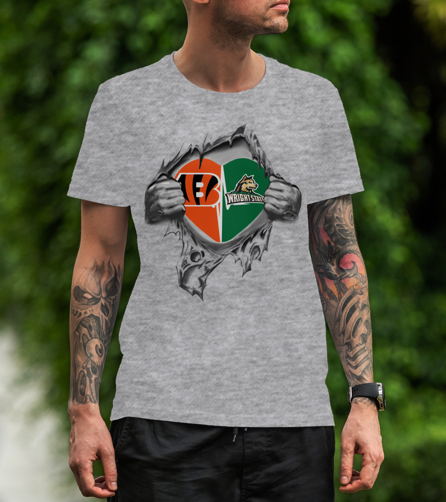 Bengals Wright State Raiders Heart Design In My Heart T-Shirt