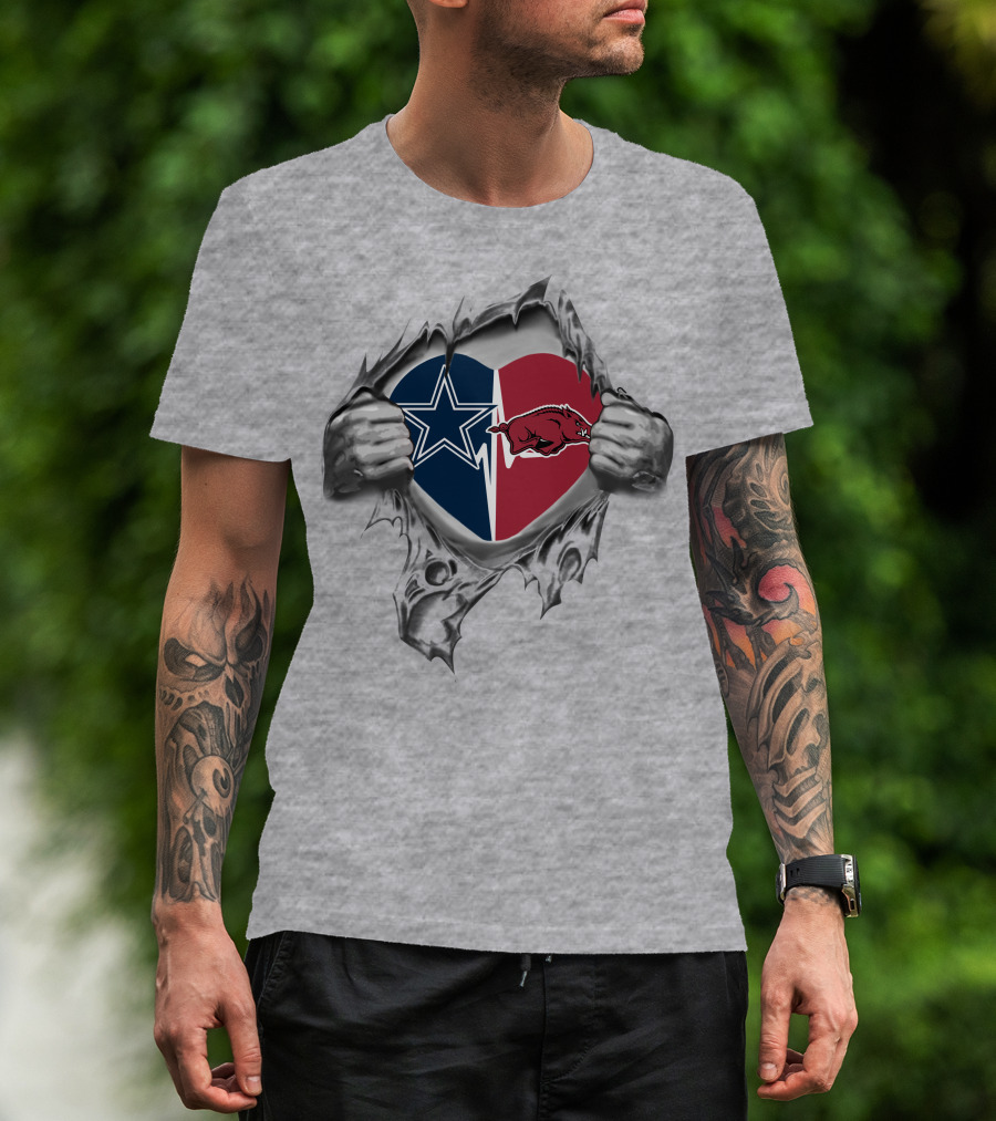 Dallas Cowboys Arkansas Razorbacks Heart T-Shirt