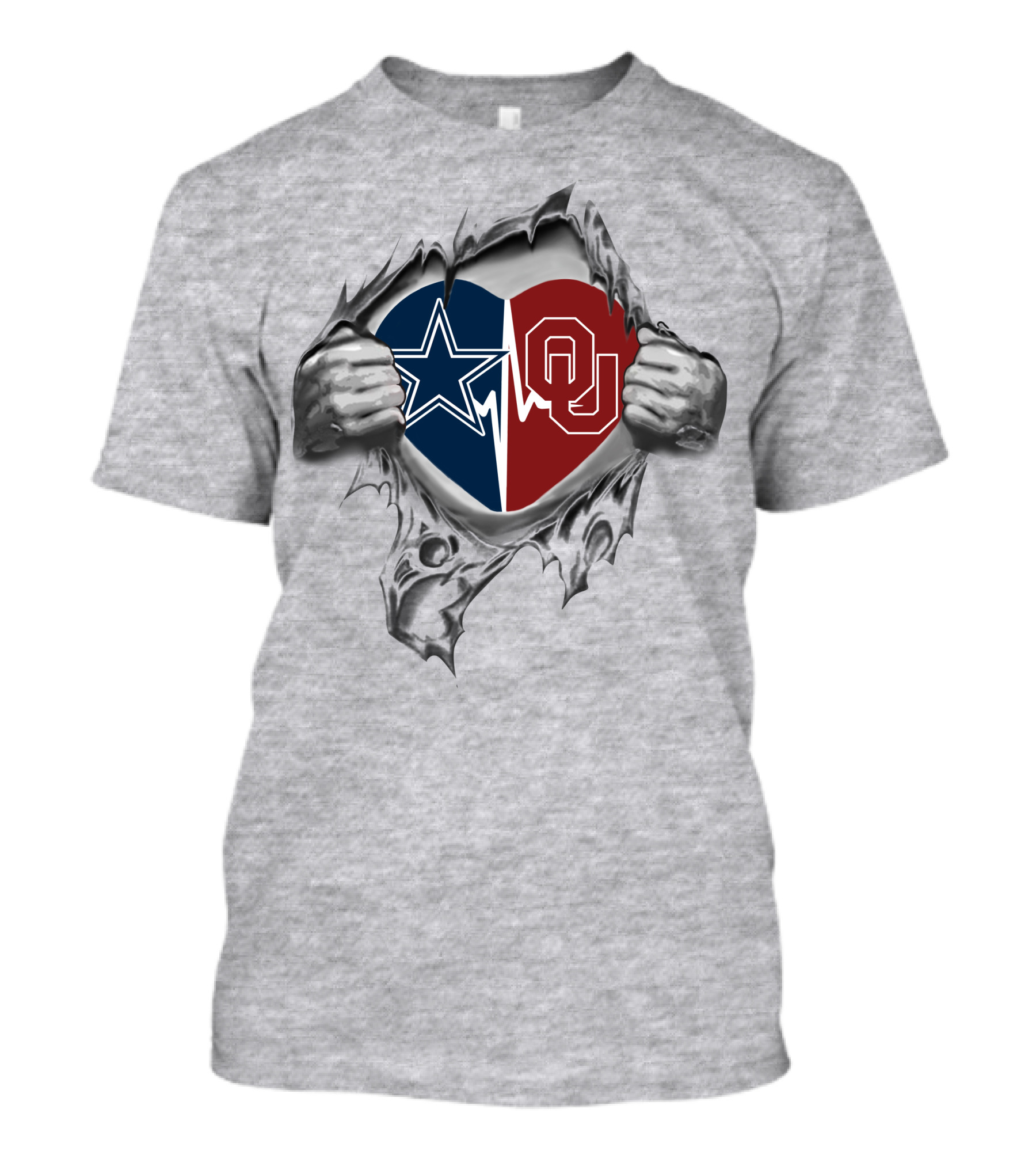 Dallas Cowboys Oklahoma Sooners Heart Design 349 T-Shirt