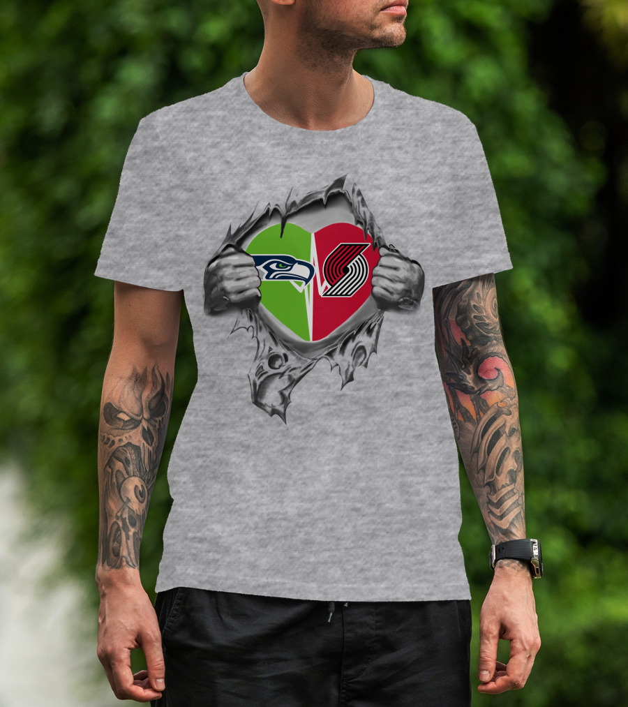Seahawks Blazers Heart Logo Split T-Shirt