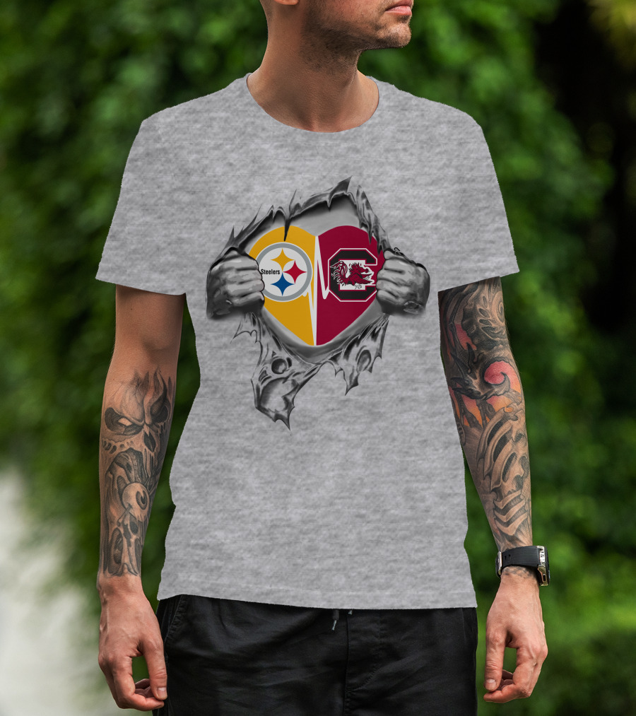 Steelers South Carolina Gamecocks Heart Fan Love T-Shirt