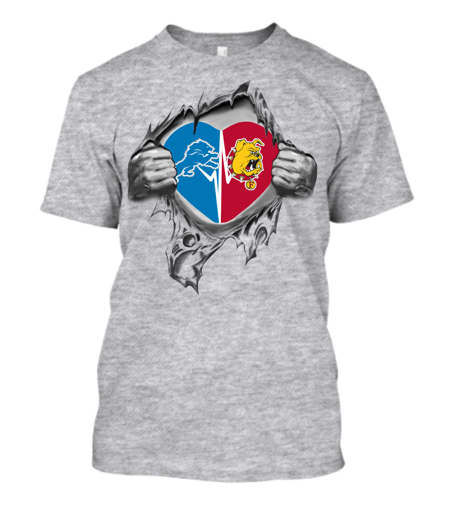 Detroit Lions Ferris State Bulldogs Heart T-Shirt