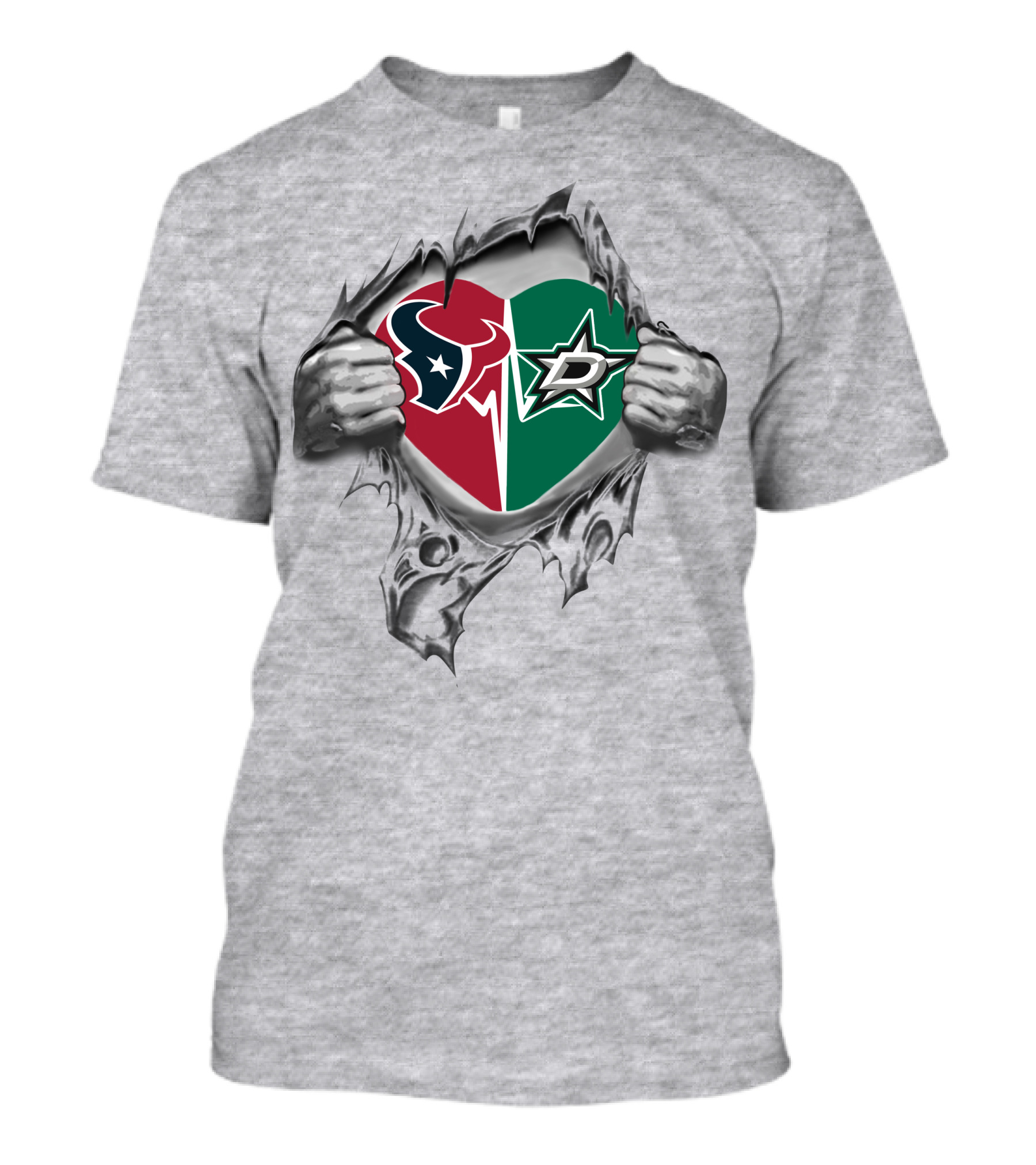Texans Dallas Stars Heart Design 214-Front T-Shirt