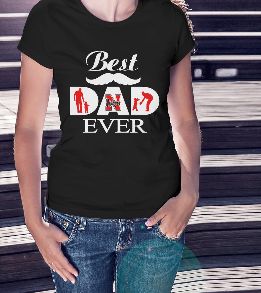 Best Dad Ever Huskers 58 Nebraska Cornhuskers T-Shirt