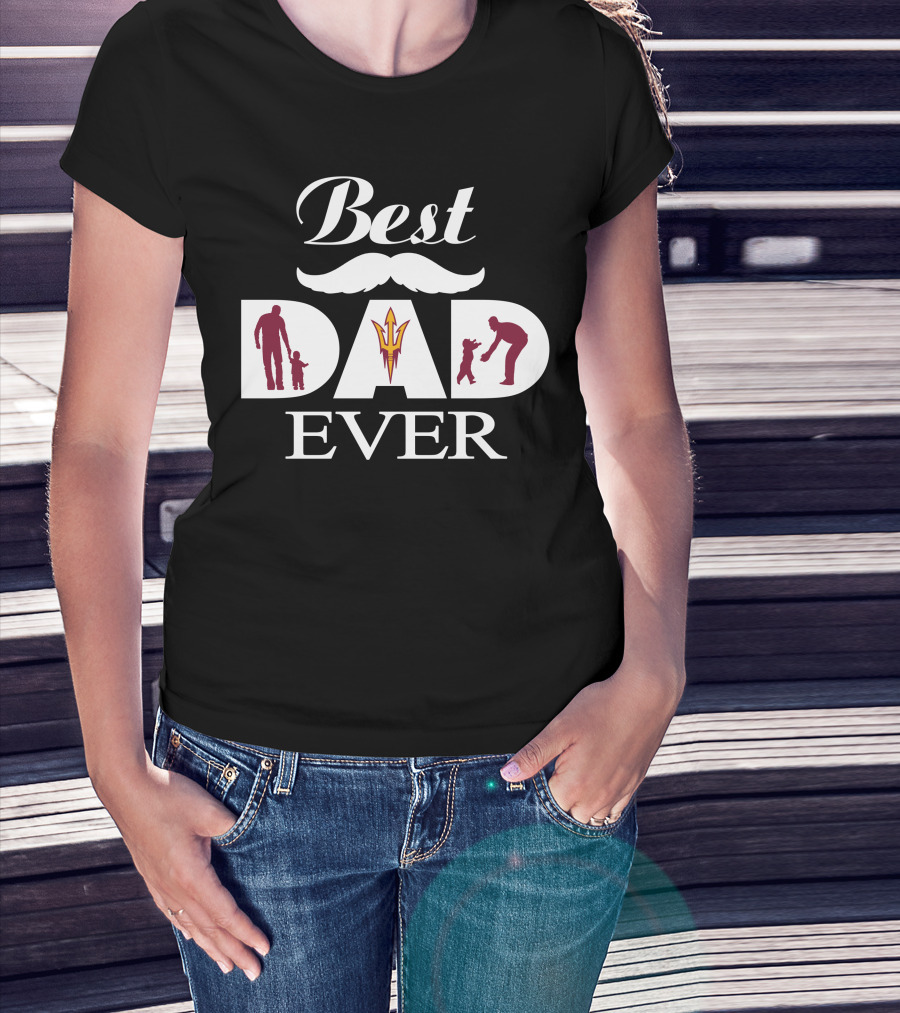 Arizona State Sun Devils Best Dad Ever Fathers Mustache Silhouette T-Shirt