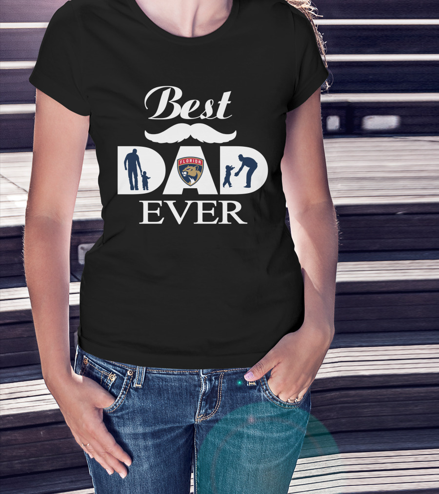 Best Dad Ever Florida Panthers Logo Father And Child Silhouettes T-Shirt