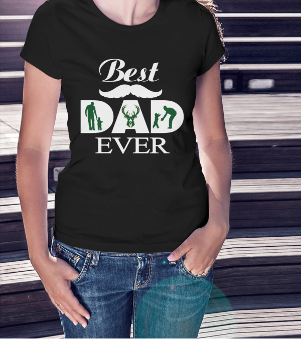 Best Dad Ever Milwaukee Bucks 202 Iconic Father's Day Mustache T-Shirt
