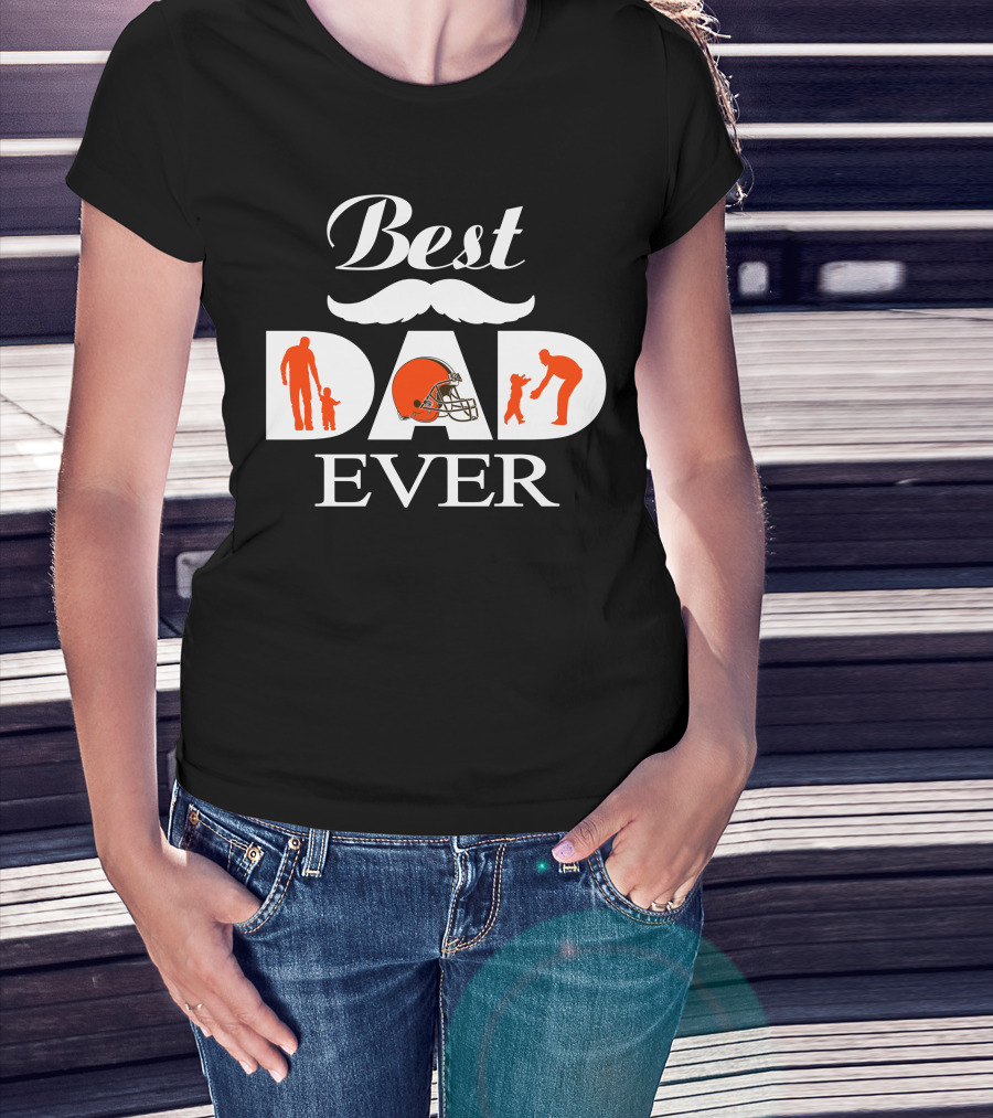 Cleveland Browns Best Dad Ever Father's Day Fan Silhouette T-Shirt