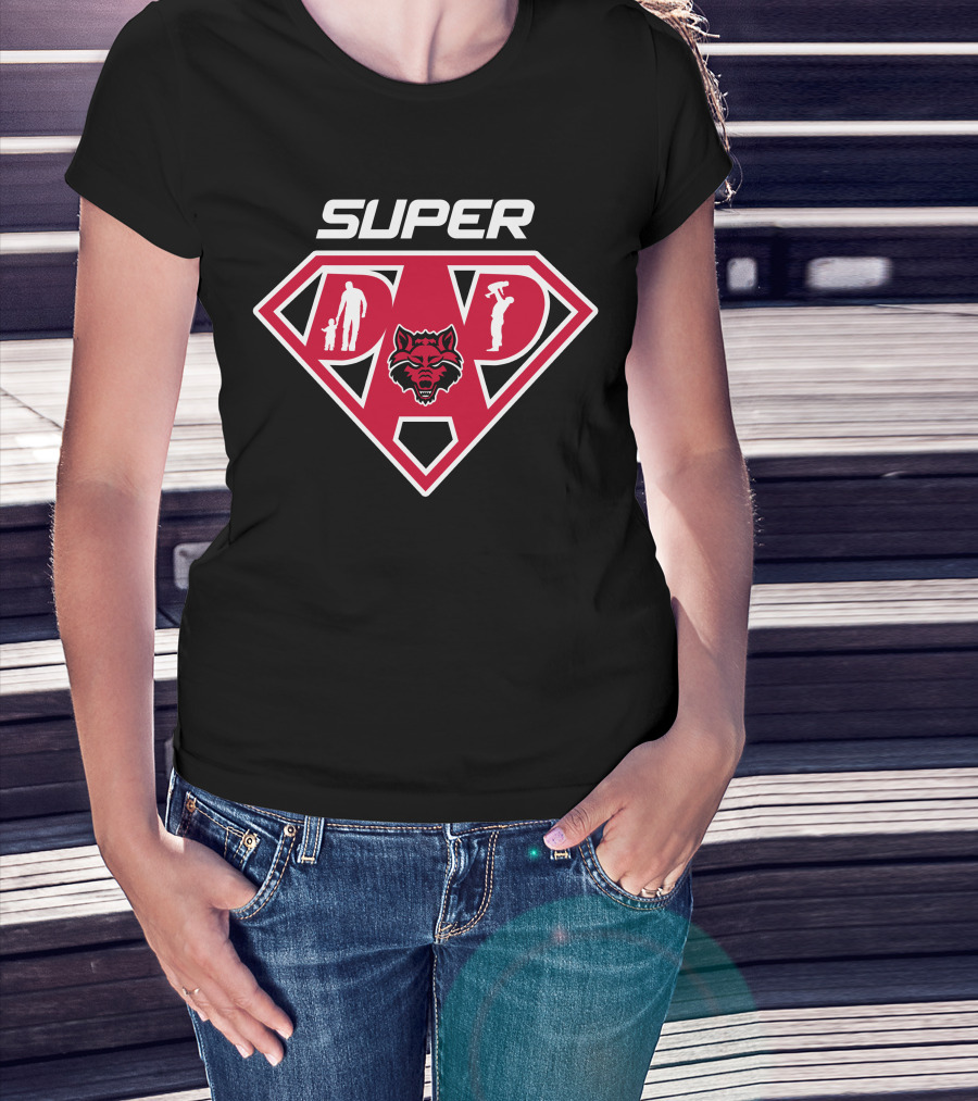 Arkansas State Red Wolves Super Dad Shield T-Shirt