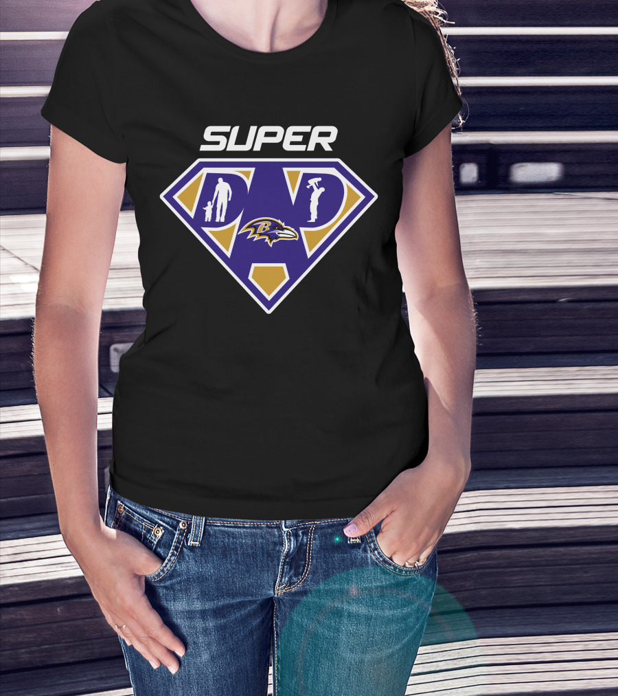 Super Dad Baltimore Ravens Logo Silhouette T-Shirt