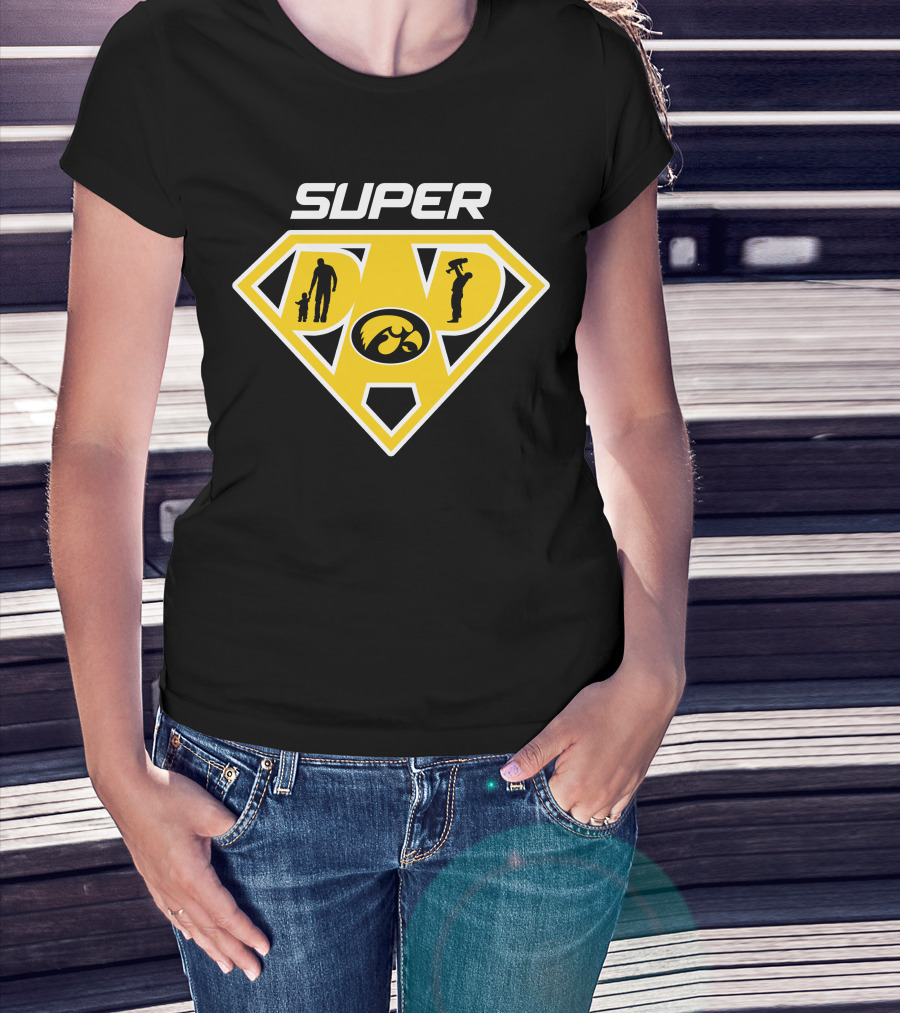 Super Iowa Hawkeyes Dad Icon With Silhouettes T-Shirt