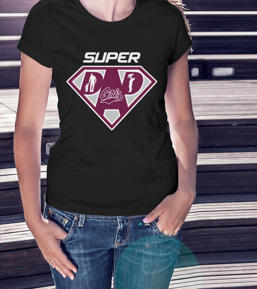 Montana Grizzlies Super Dad Shield Logo With Griz T-Shirt