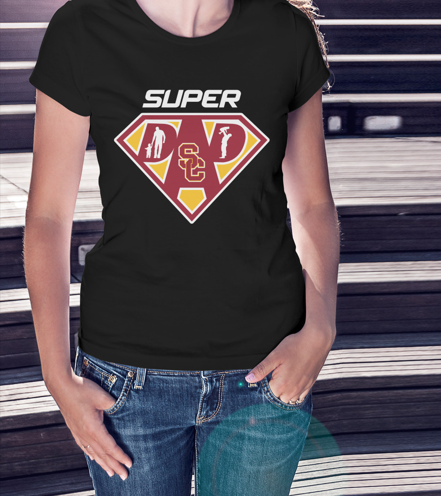 Super Dad Usc Trojans Logo Symbol Dad Superhero T-Shirt