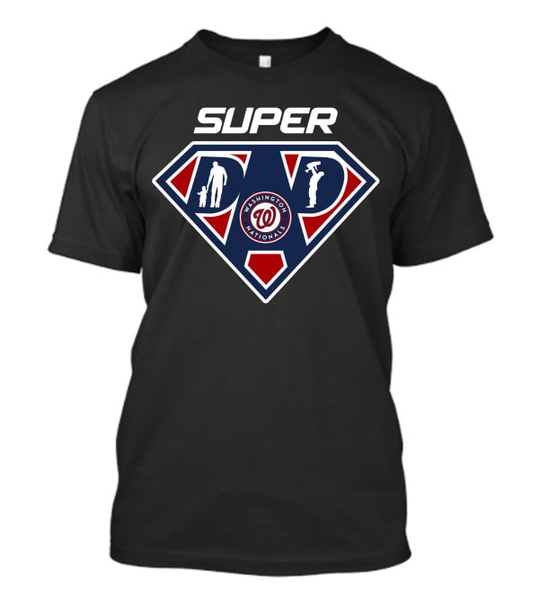 Washington Nationals Super Dad Logo Featuring Baseball Silhouette And Child T-Shirt