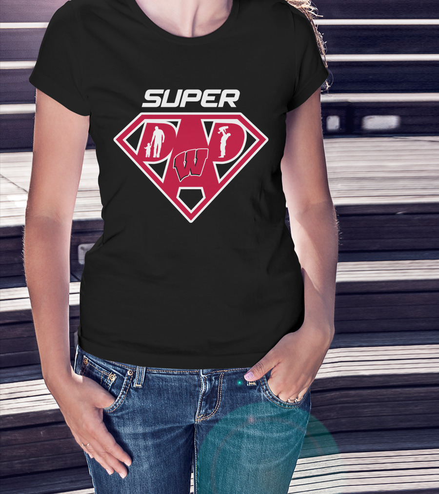 Super Wisconsin Badgers Dad Logo Plaque T-Shirt