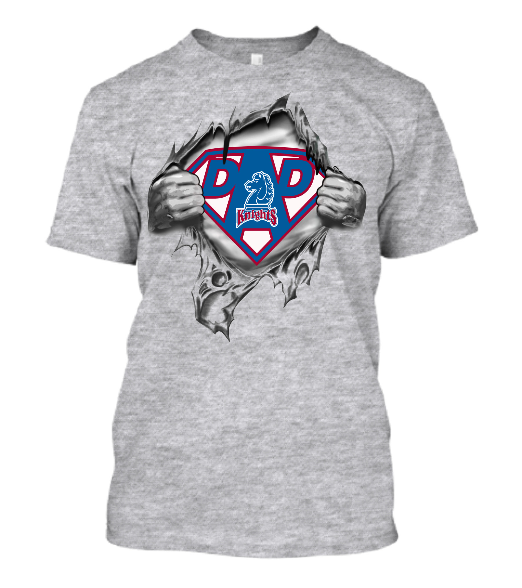 Fairleigh Dickinson Knights Super Dad Logo With Shield And Heroic Hands T-Shirt