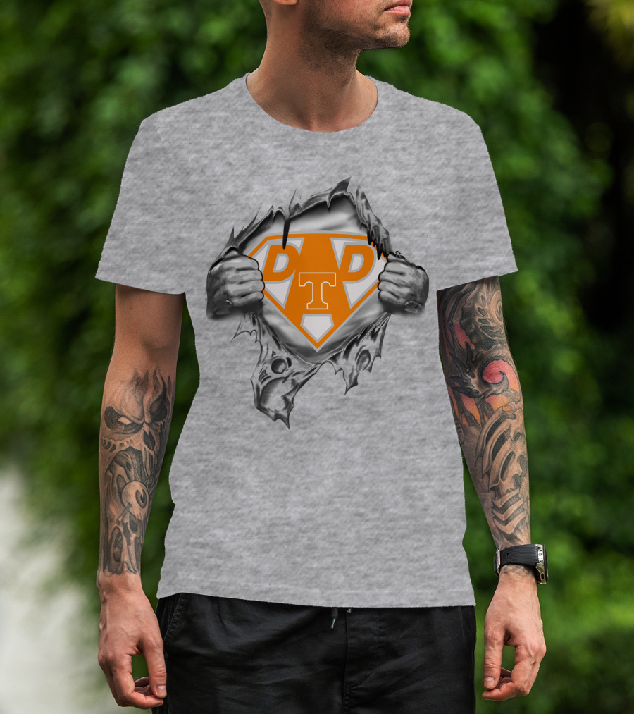 Tennessee Volunteers Dad Superhero Logo Orange T-Shirt