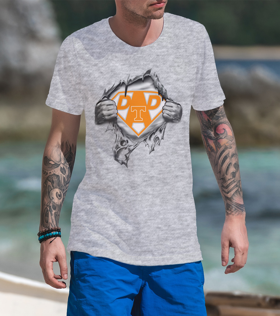 Tennessee Volunteers Dad Superhero Logo Orange T-Shirt