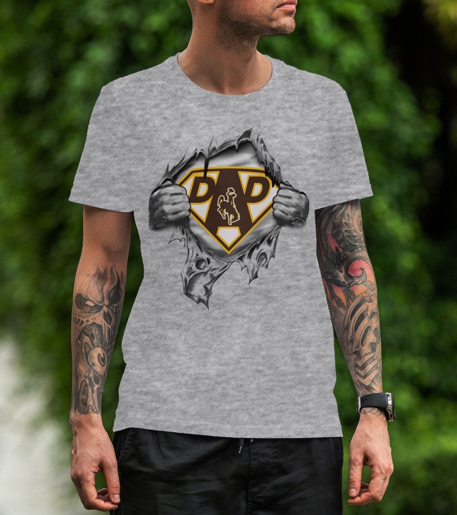 Wyoming Cowboys Super Dad Emblem Ripped T-Shirt