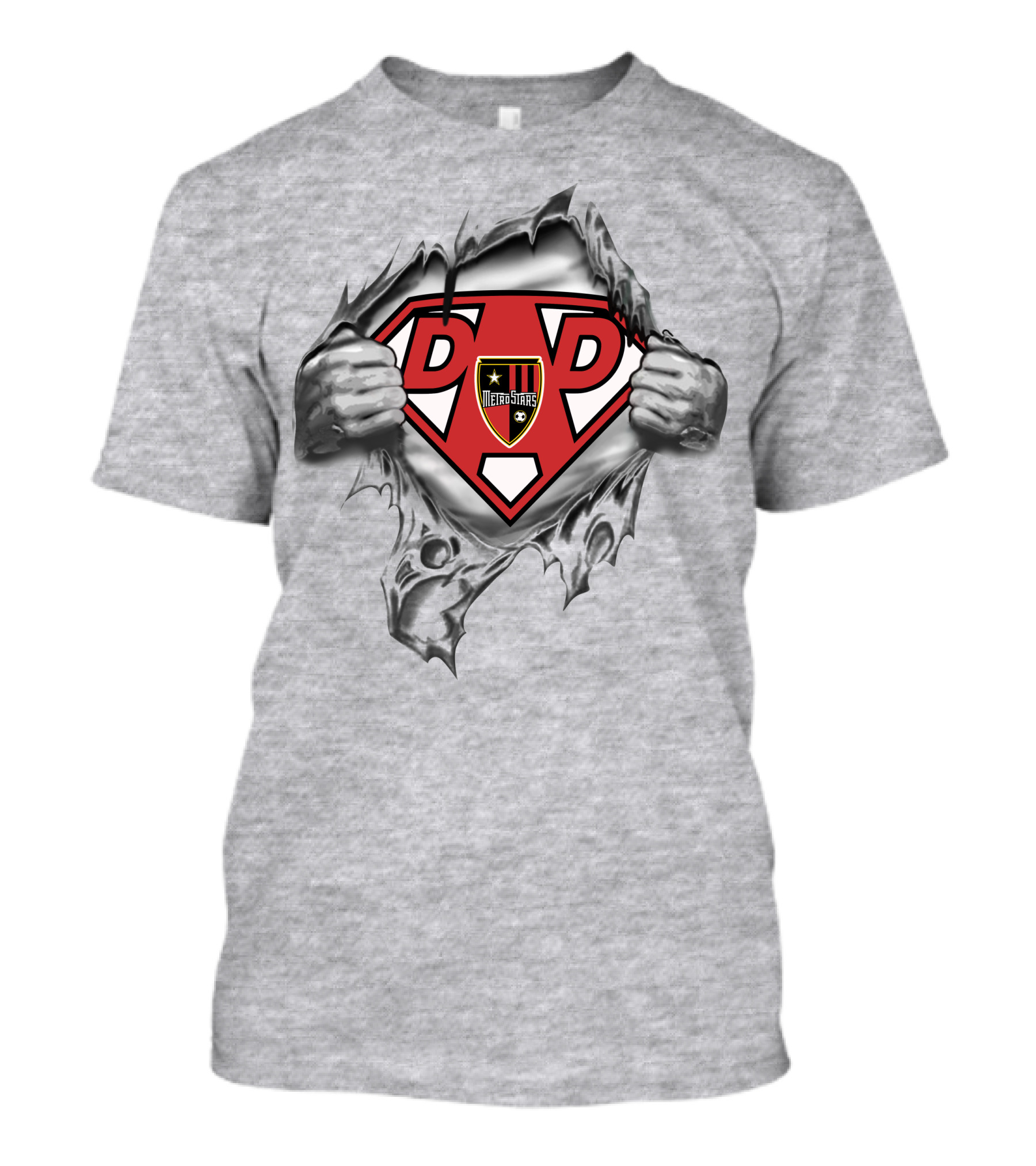 Metrostars Dad Superhero Logo Soccer Badge T-Shirt