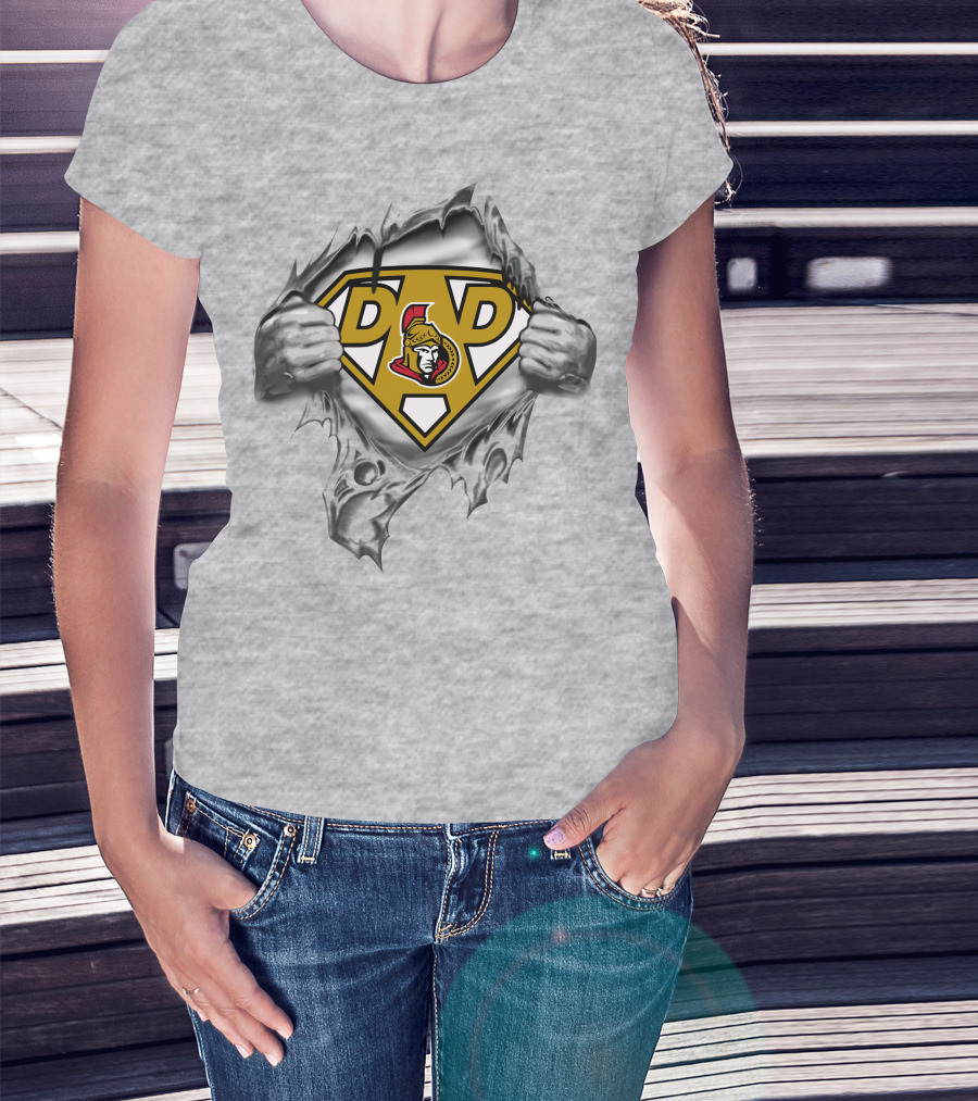 Ottawa Senators Super Dad Logo With Ripped Effect T-Shirt