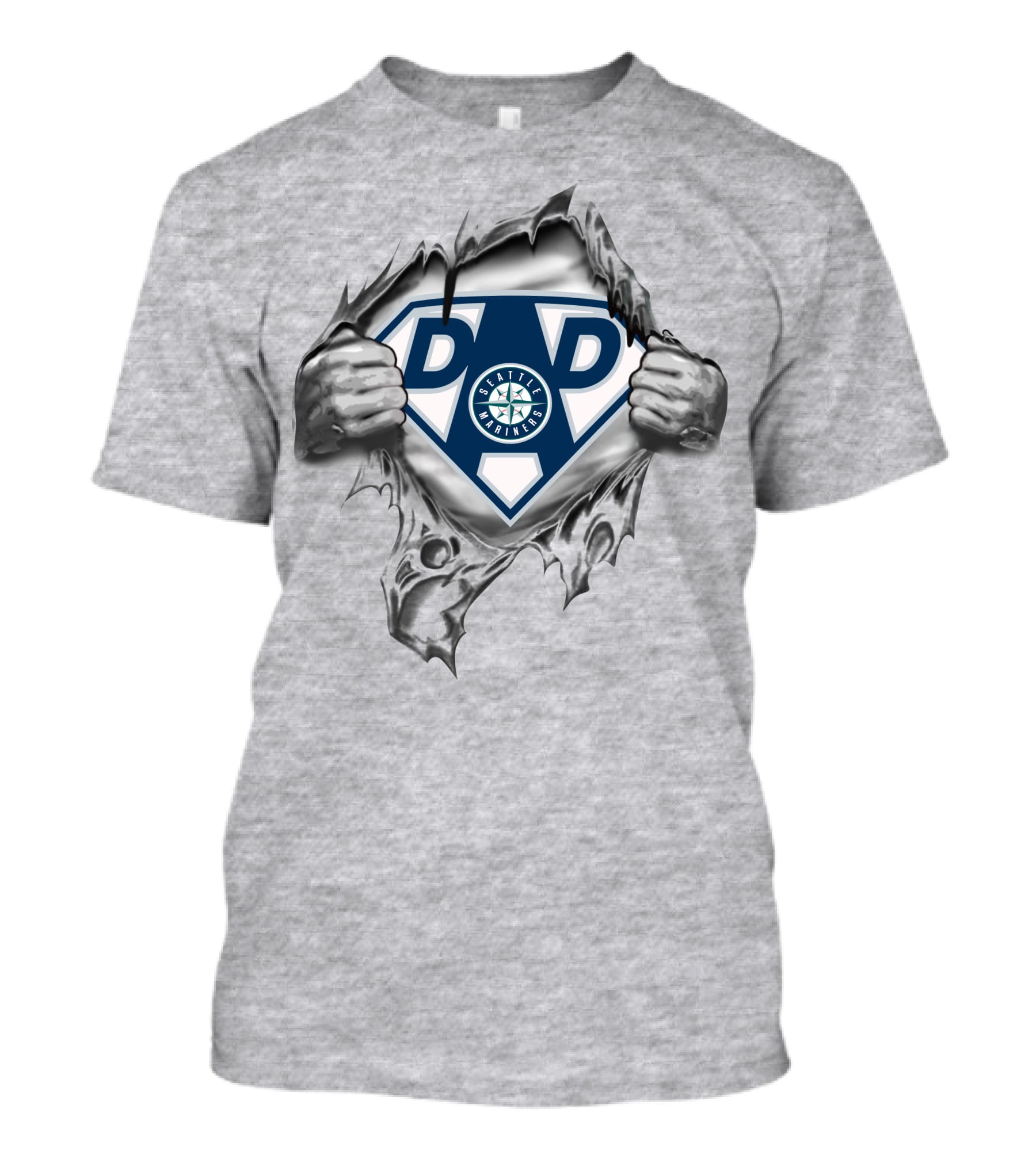 Seattle Mariners Dad Mariners Emblem Super Dad T-Shirt