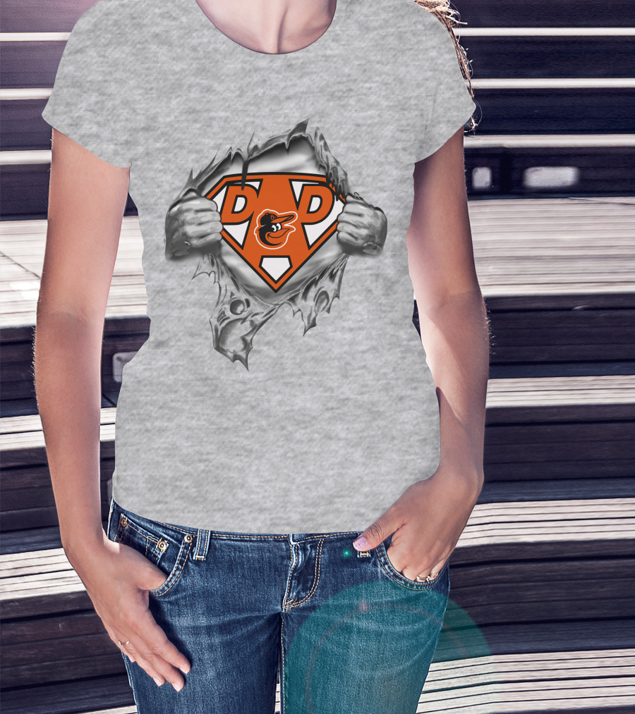 Baltimore Orioles Super Dad Logo With Heroic Symbol T-Shirt