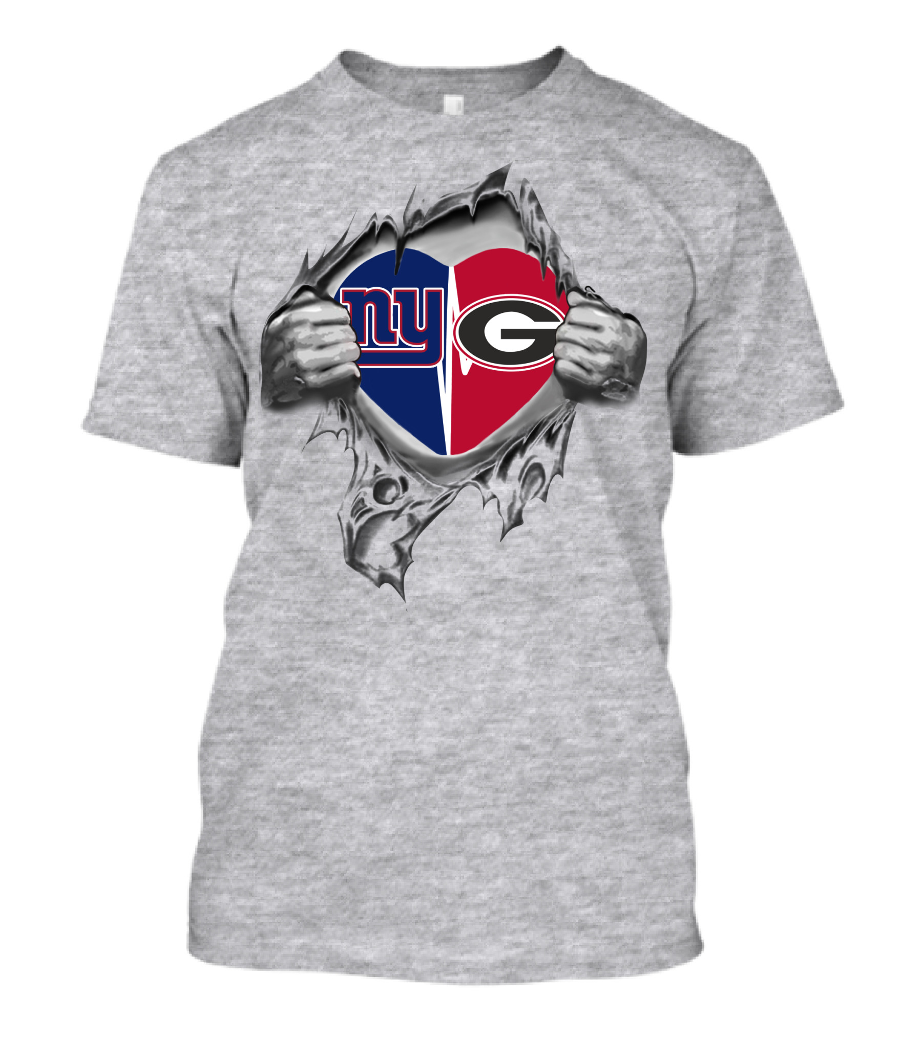 Giants Georgia Bulldogs Heart Logo Combination T-Shirt