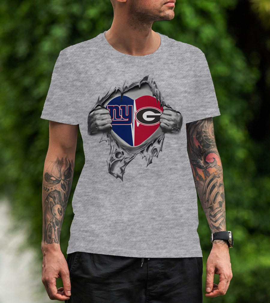 Giants Georgia Bulldogs Heart Logo Combination T-Shirt