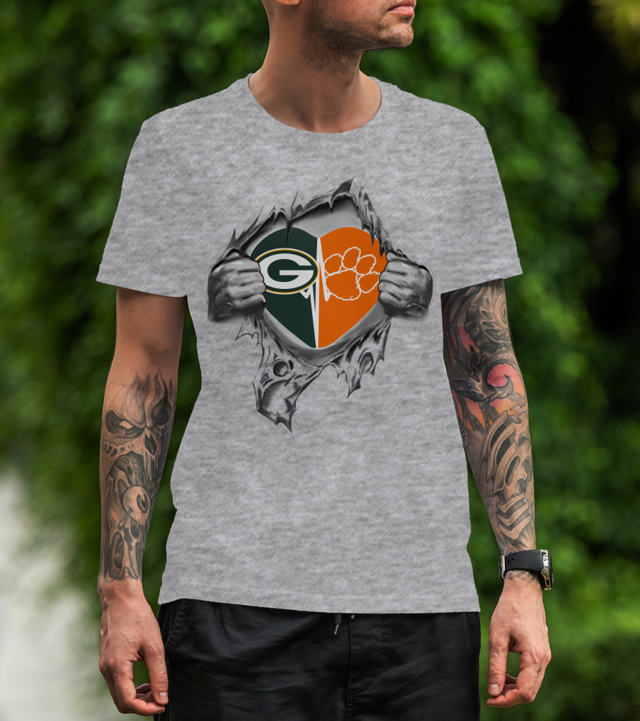 Packers Clemson Tigers Heart Torn Reveal T-Shirt