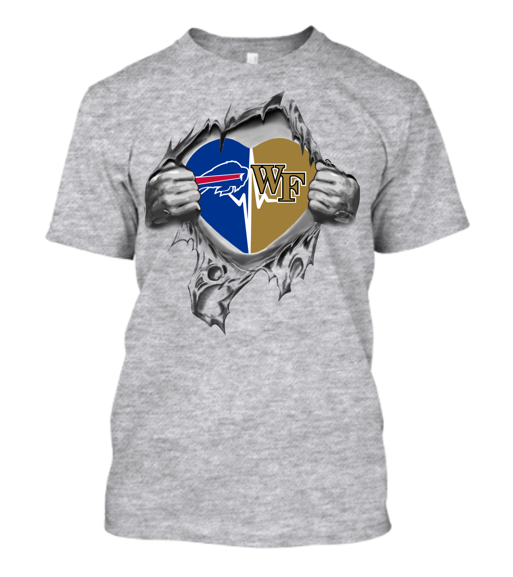 Bills Wake Forest Heart Inside Torn T-Shirt