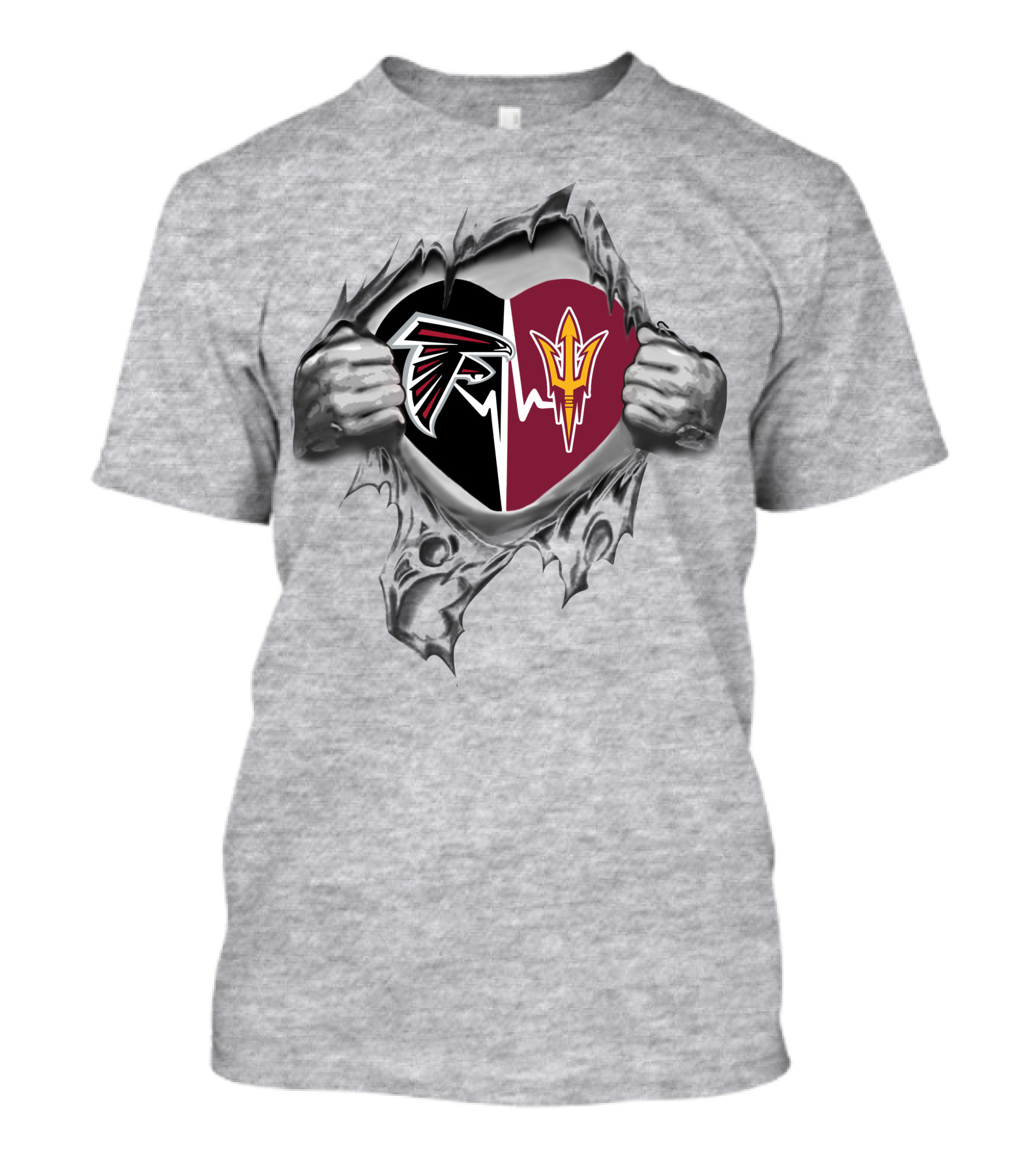 Falcons Arizona State Sun Devils Heart Logo Tear T-Shirt
