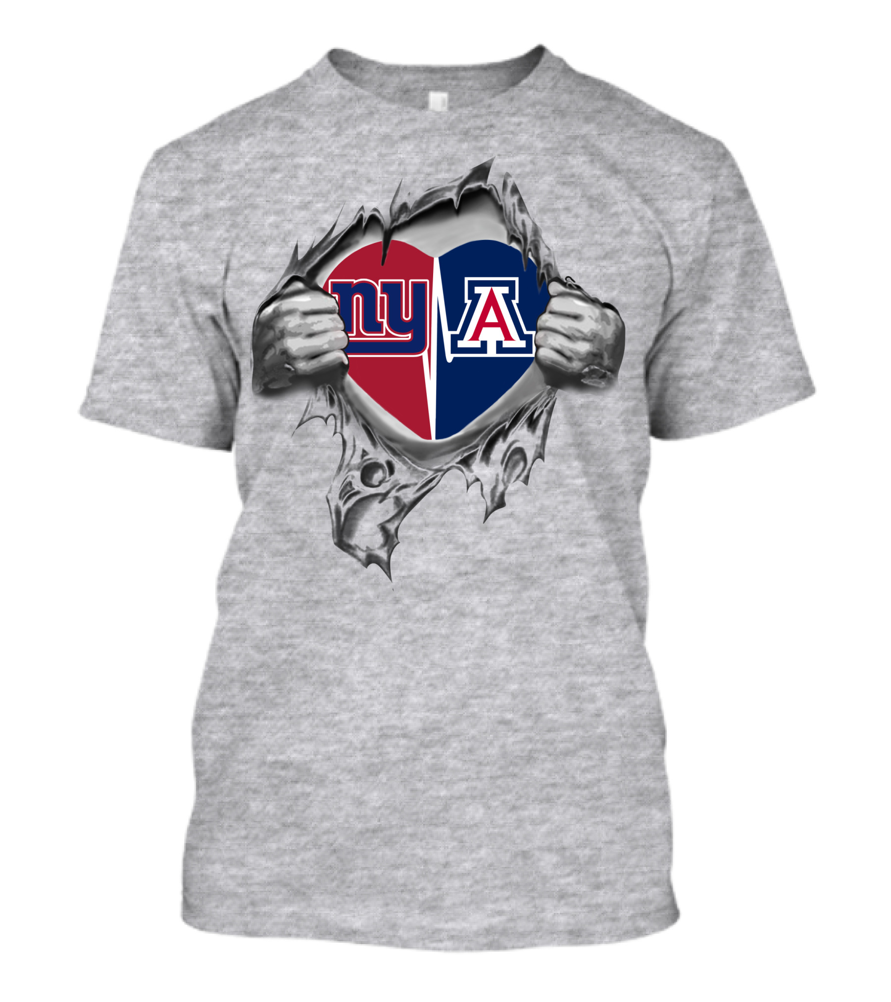 Giants Arizona Wildcats Heart Torn T-Shirt