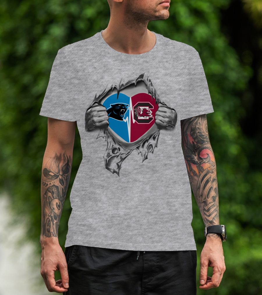 Panthers Gamecocks Heart Hands T-Shirt