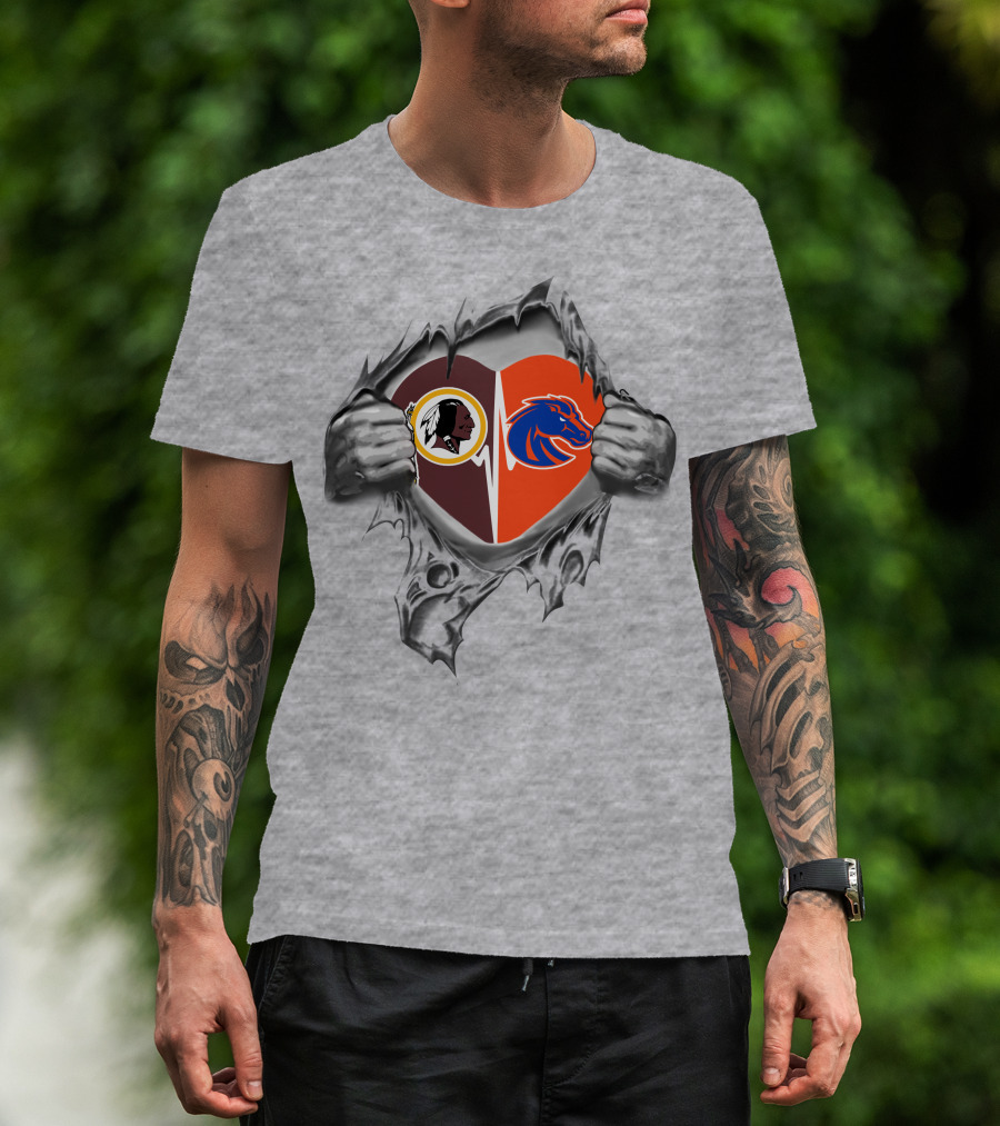 Redskins Boise State Broncos Heart Division T-Shirt