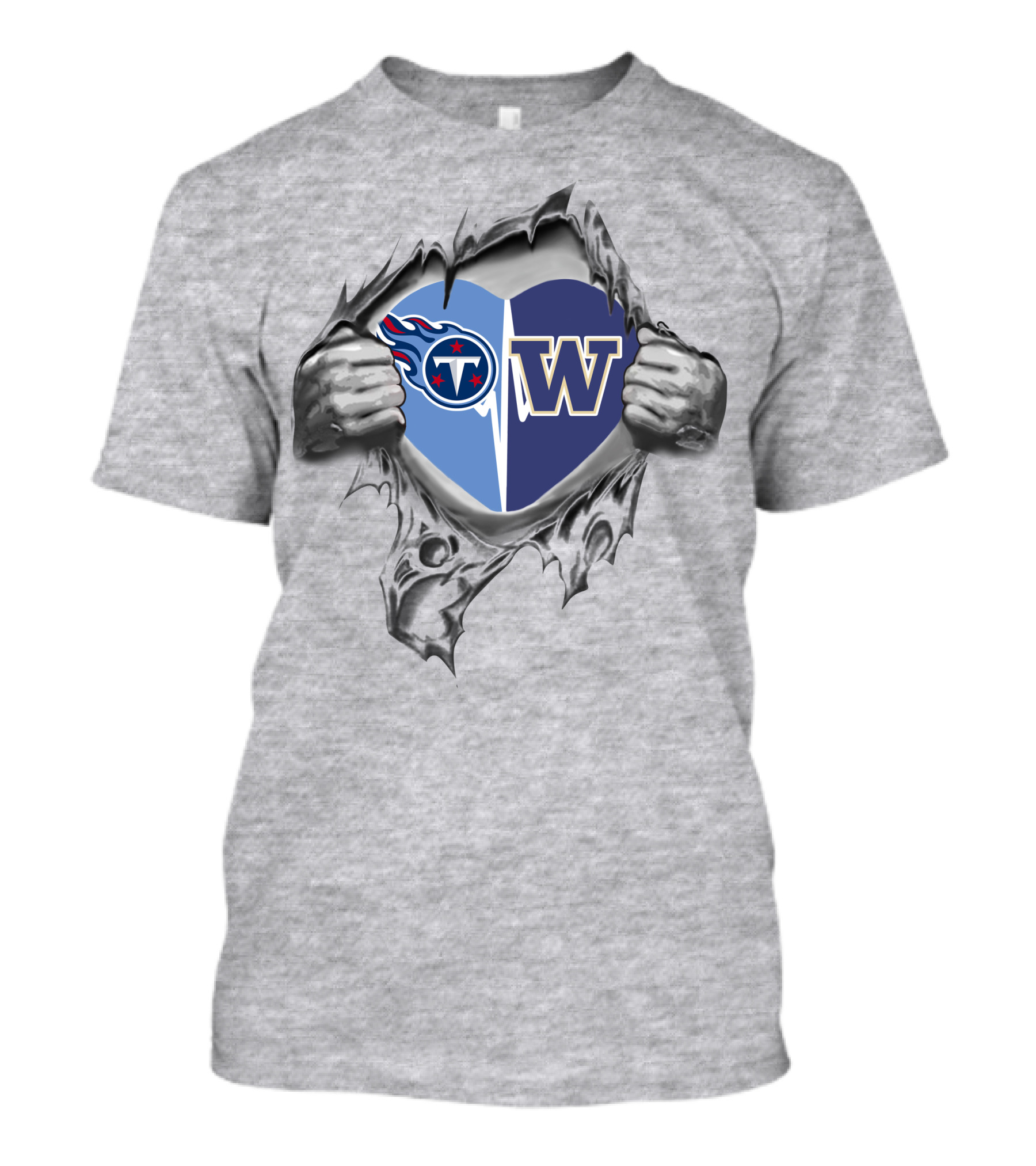 Titans Washington Huskies Heart Rip T-Shirt