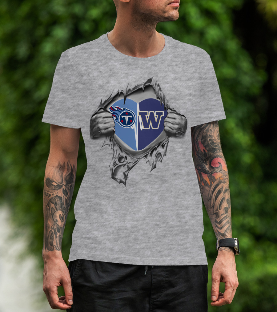 Titans Washington Huskies Heart Rip T-Shirt