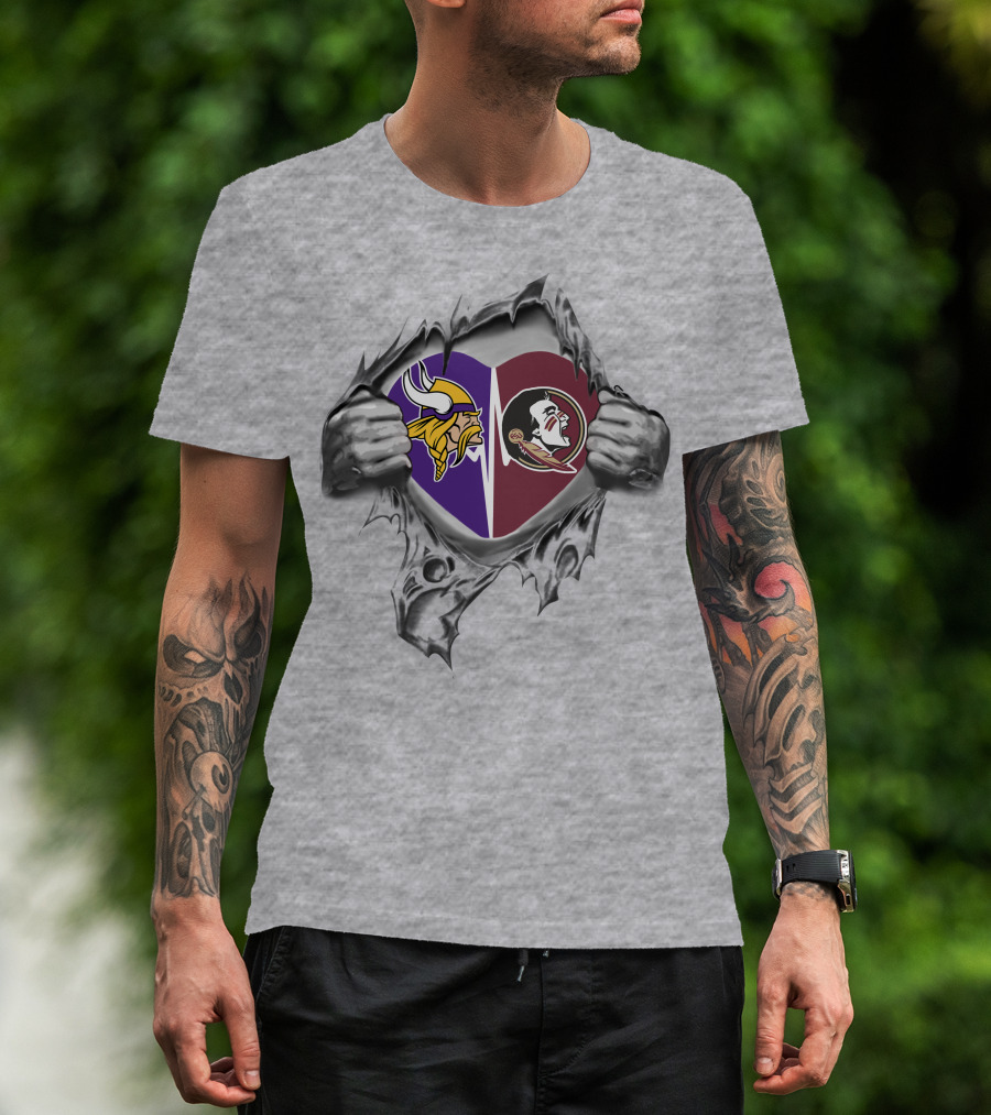 Vikings Florida State Seminoles Heart T-Shirt