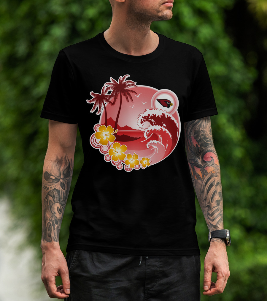 Arizona Cardinals Tropical Holiday Paradise Scene T-Shirt