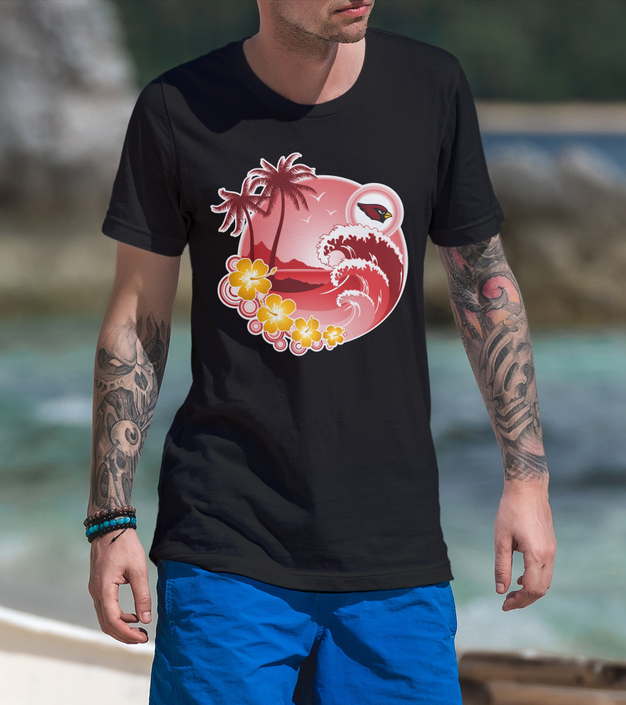Arizona Cardinals Tropical Holiday Paradise Scene T-Shirt