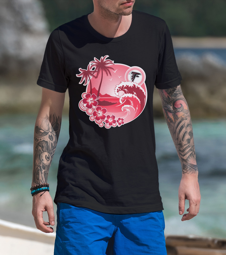 Atlanta Falcons Tropical Holiday Wave Scene T-Shirt