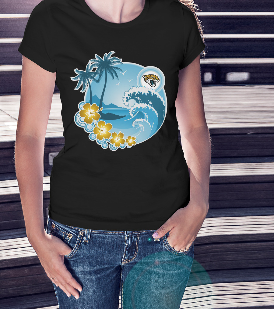 Jacksonville Jaguars Tropical Beach Holiday Wave Scene T-Shirt
