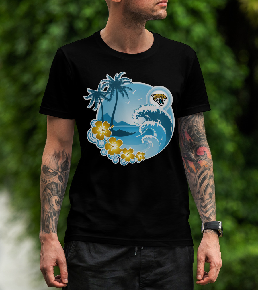 Jacksonville Jaguars Tropical Beach Holiday Wave Scene T-Shirt