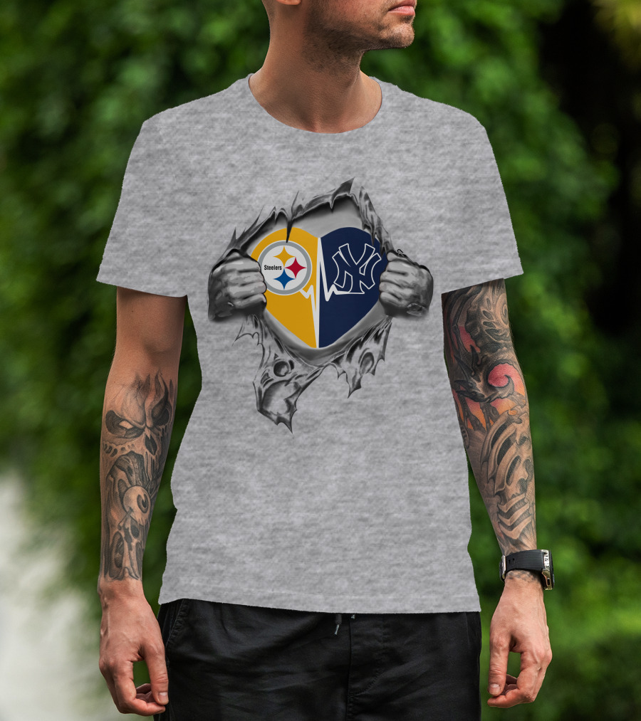 Steelers Yankees Heart Of Loyalty Dual Passion T-Shirt