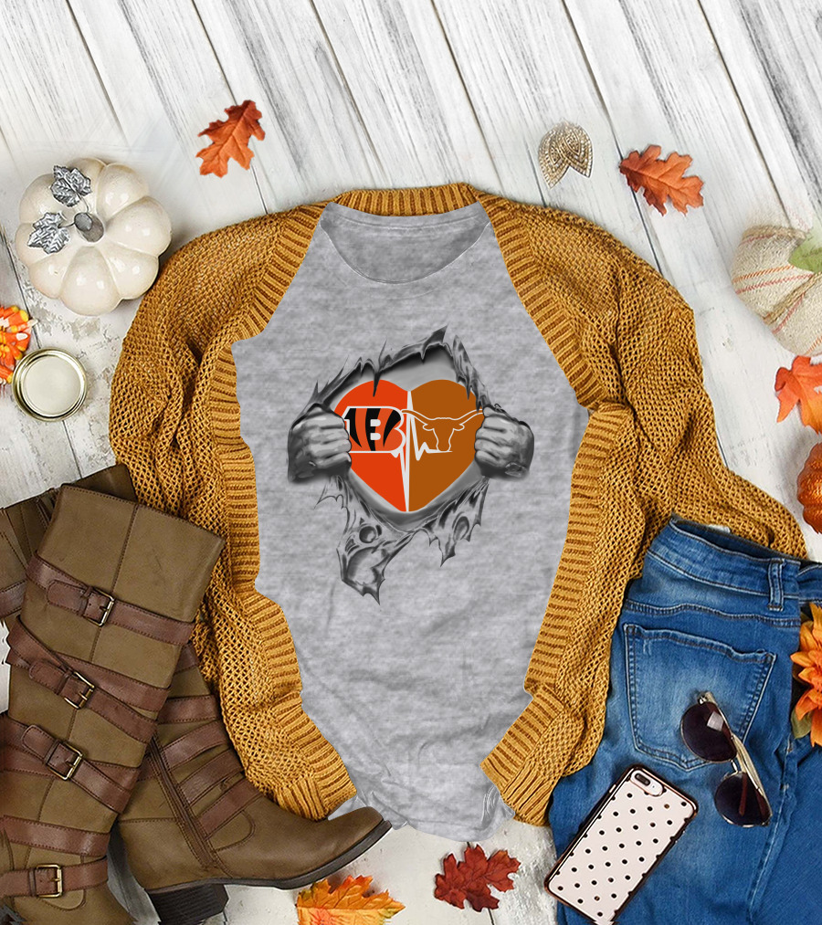 Bengals Longhorns Heartbeat Passion T-Shirt