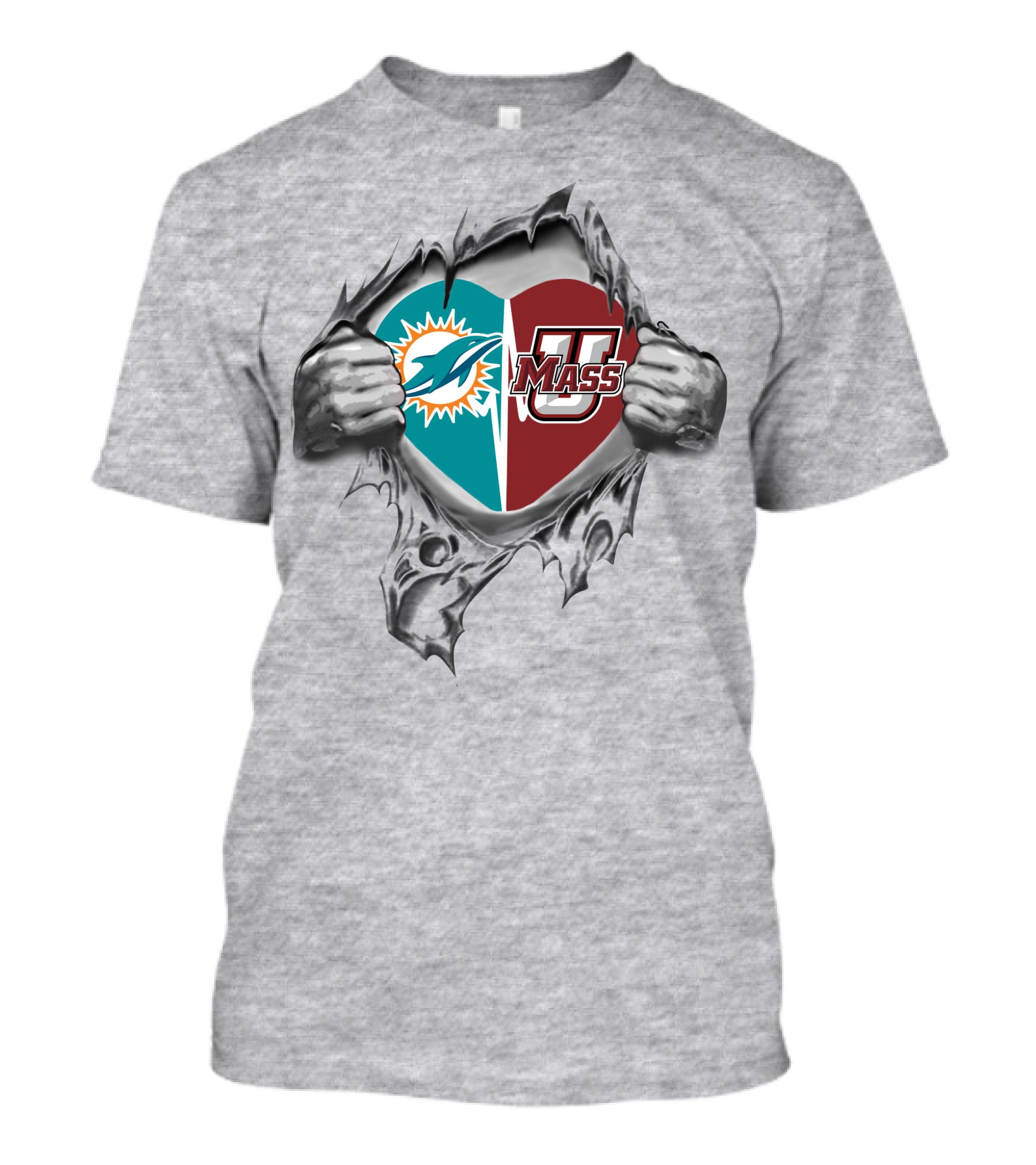 Dolphins Umass Minutemen Heart Logo T-Shirt